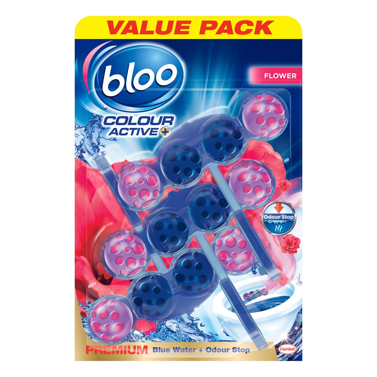 Bloo Colour Active toilet rim blocks 3 x 3 pack - British product