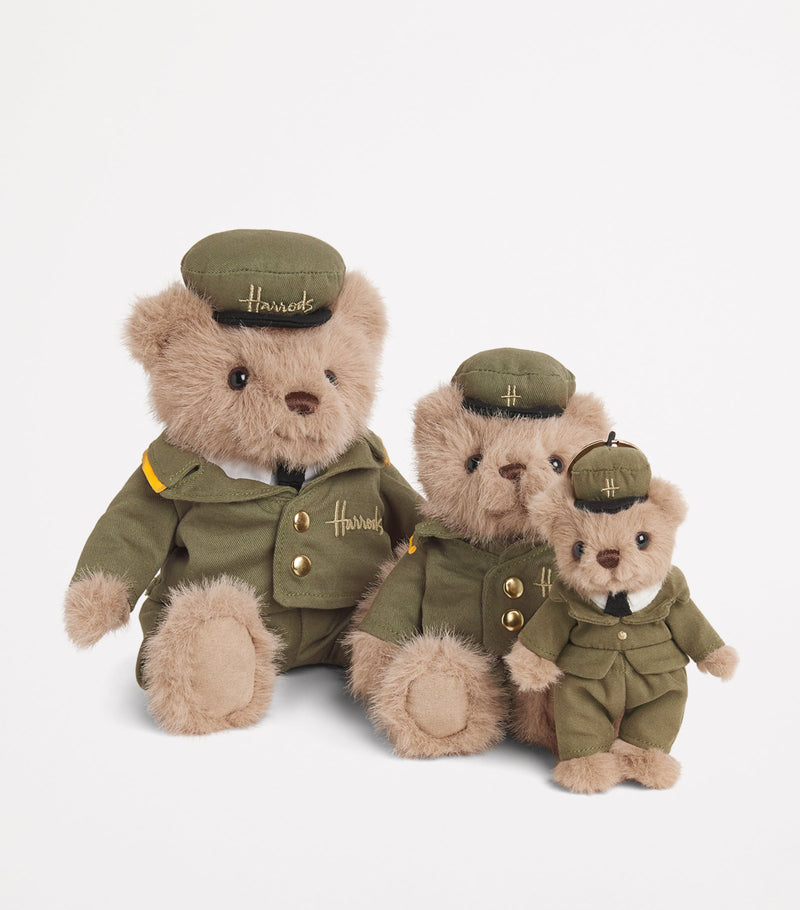 Harrods Medium Green Man Bear soft toy 18cm, UK version