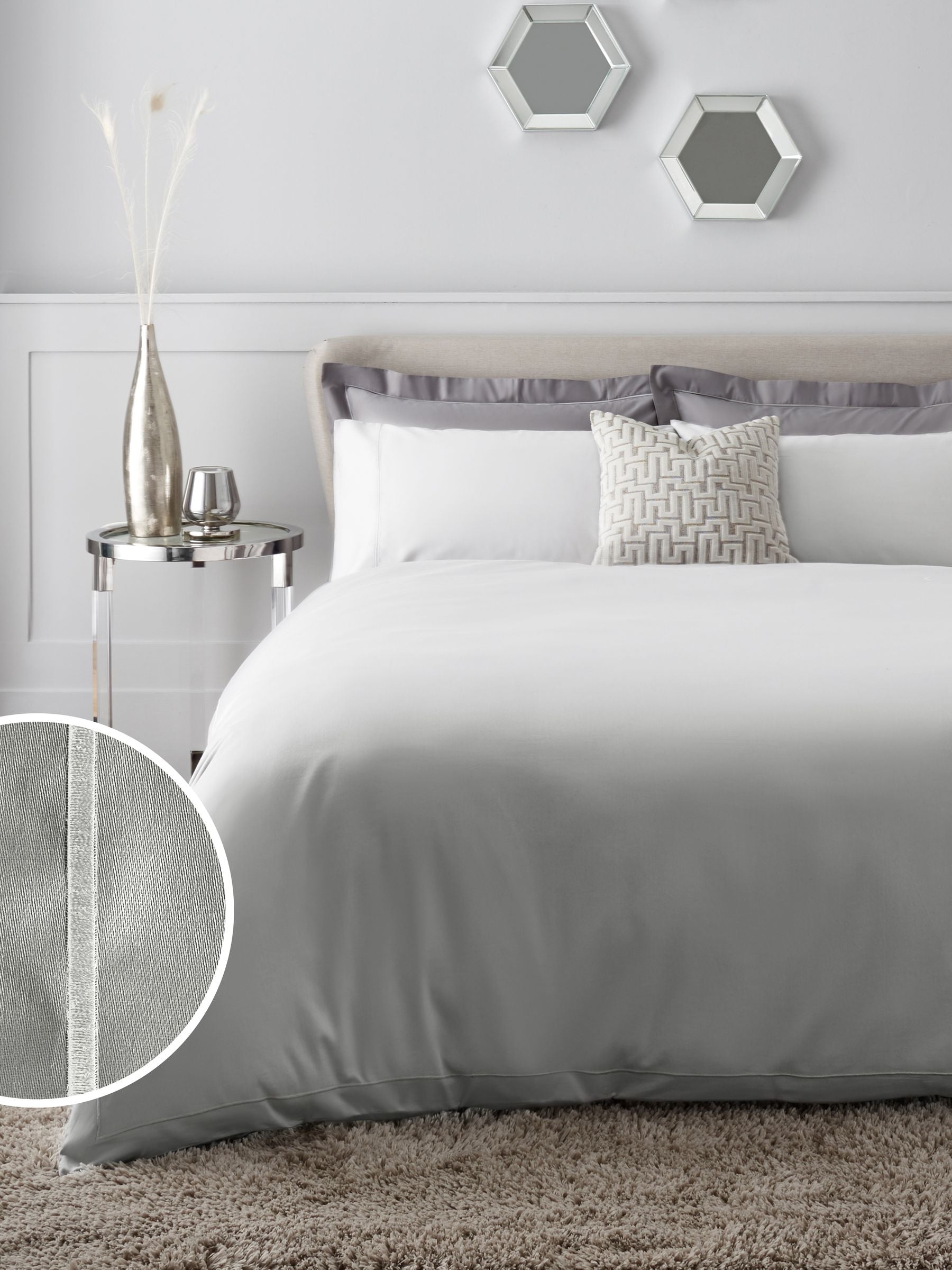 Silver grey duvet cover and pillowcase set (British brand)