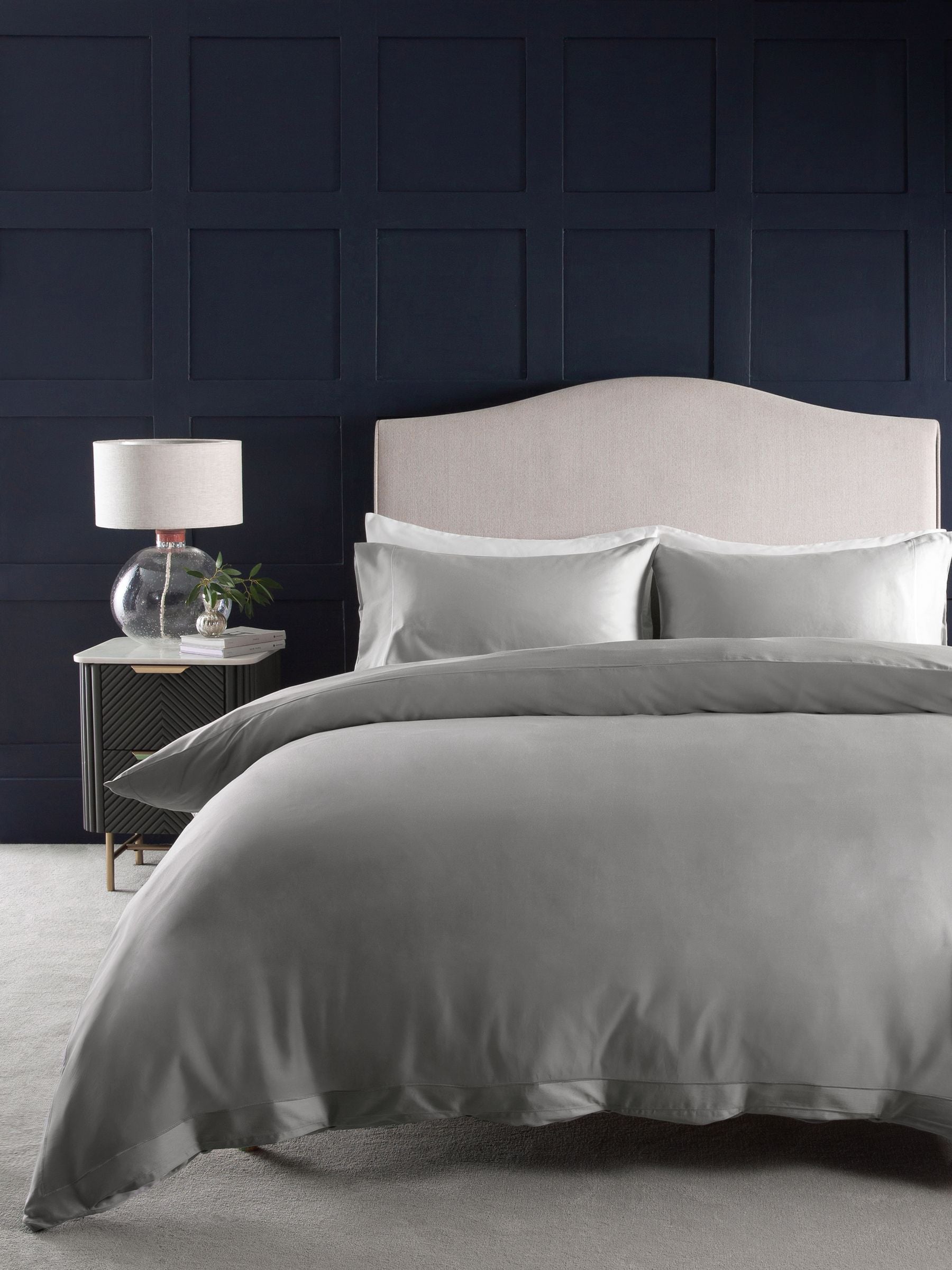 Silver grey duvet cover and pillowcase set (British brand)