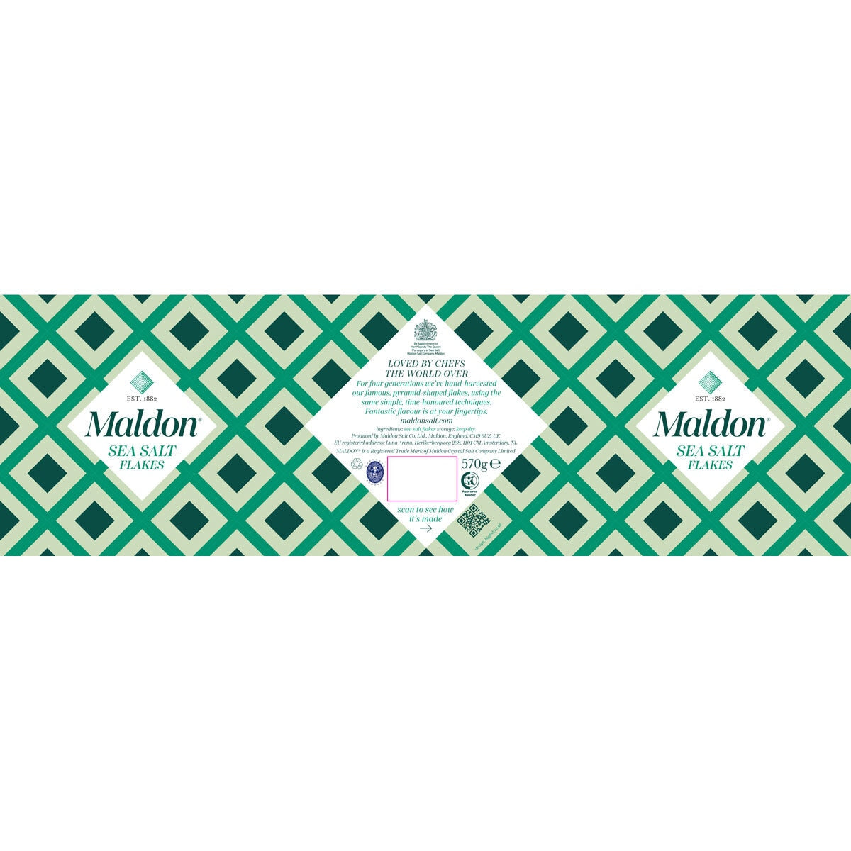 Maldon Sea Salt Flakes 570g tub, imported from the UK