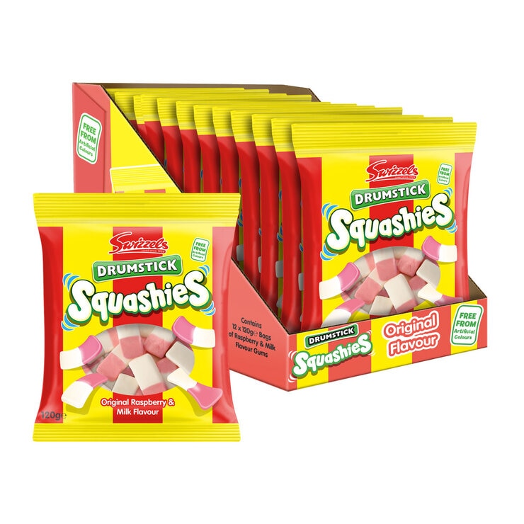 Swizzles Drumstick Squashies Raspberry Milk 12 x 120g (British brand)