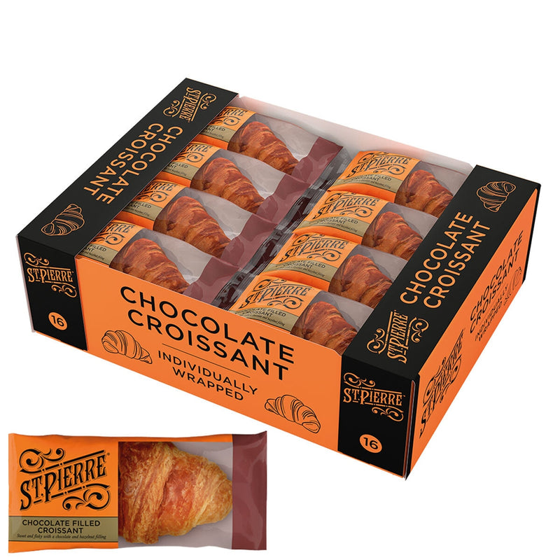 St. Pierre chocolate and hazelnut filled croissant 16 x 55g (British brand)