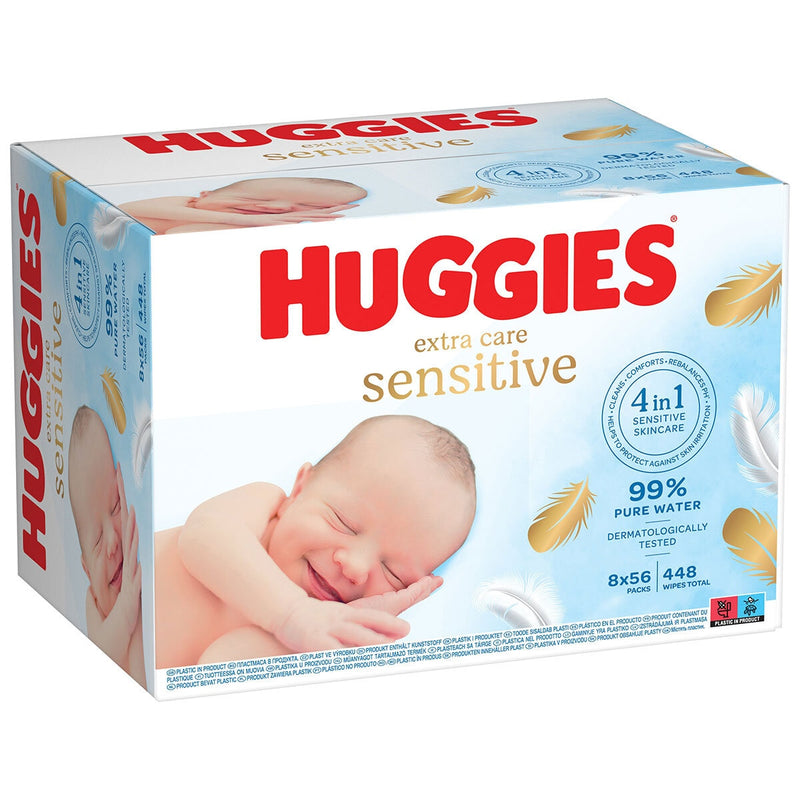 Huggies Pure Extra Care baby wipes 8 packs of 56 wipes, UK version