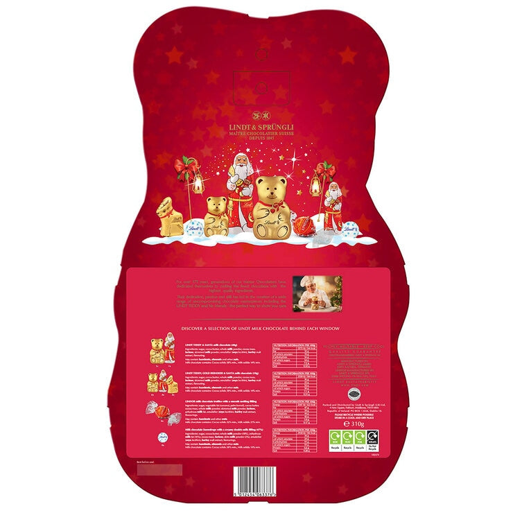 Lindt Teddy Advent Calendar 310g, imported from the UK