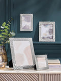 Silver geometric photo frame (British brand)