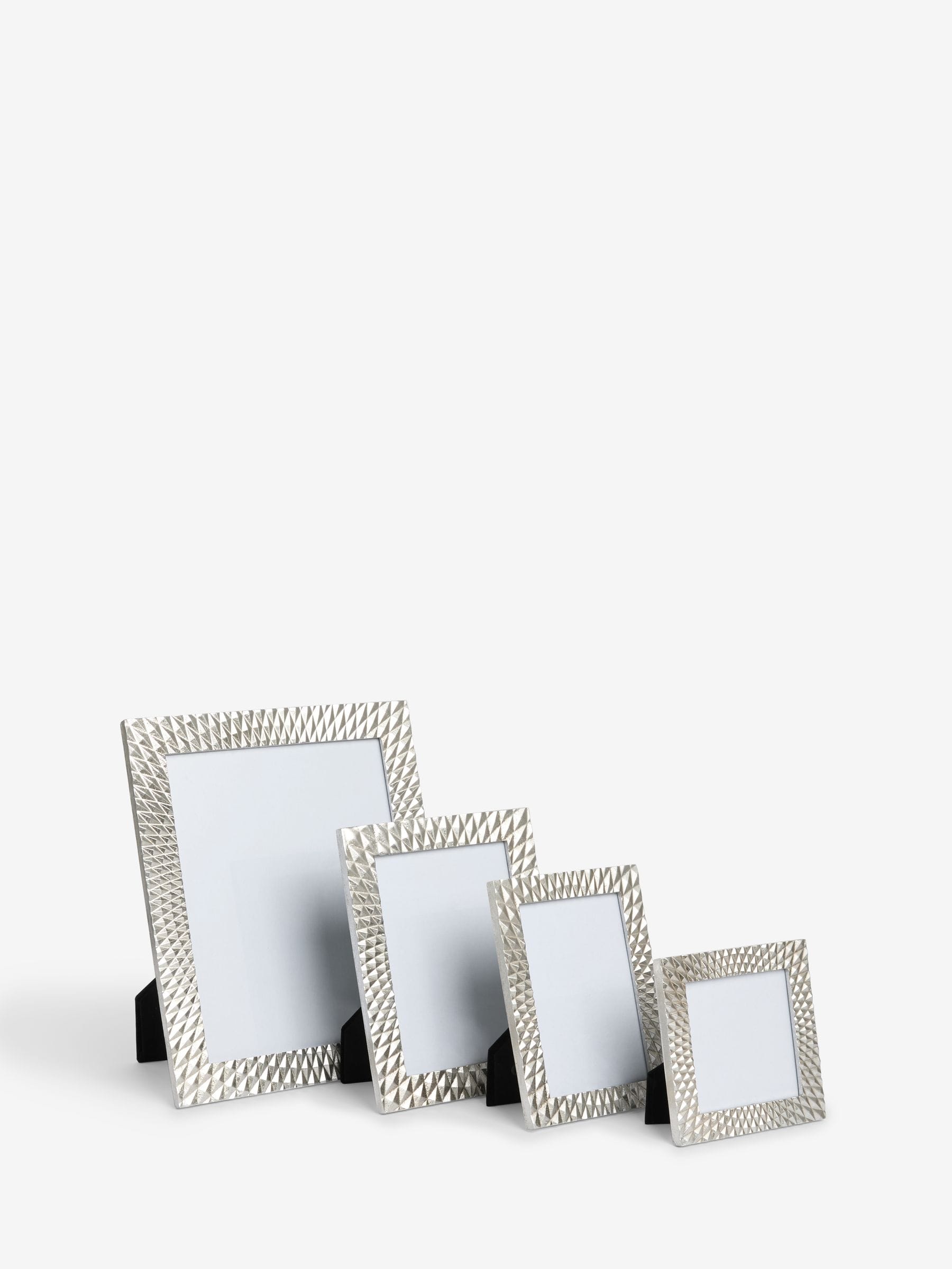 Silver geometric photo frame (British brand)