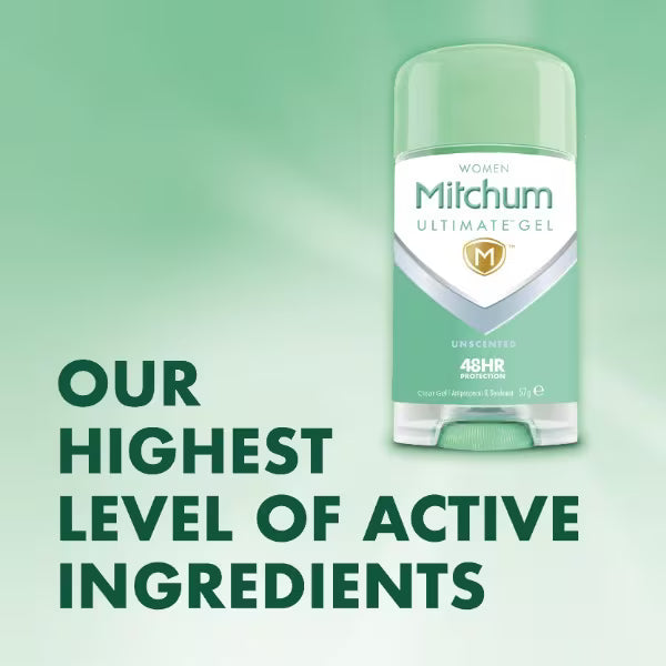 Mitchum gel unscented 57g, imported from the UK