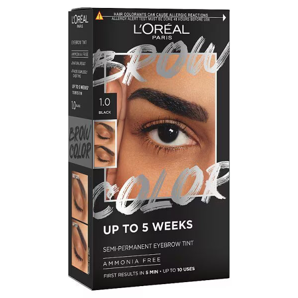 L'Oréal Paris Brow Color Semi-Permanent Tint 1.0 Black, imported from the UK