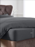 Grey 600 thread count cotton sateen deep fitted sheet, UK version
