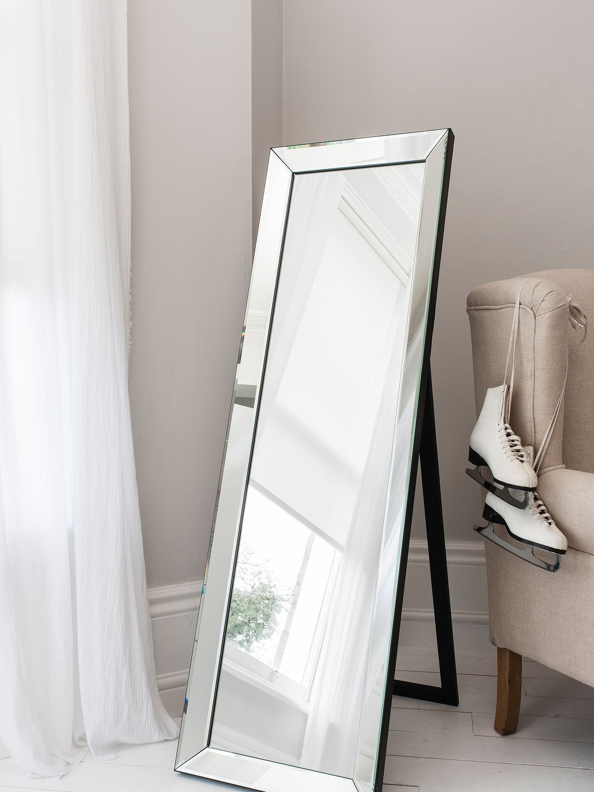 Gallery Home Silver Billingham Cheval Mirror 155cm height, UK version