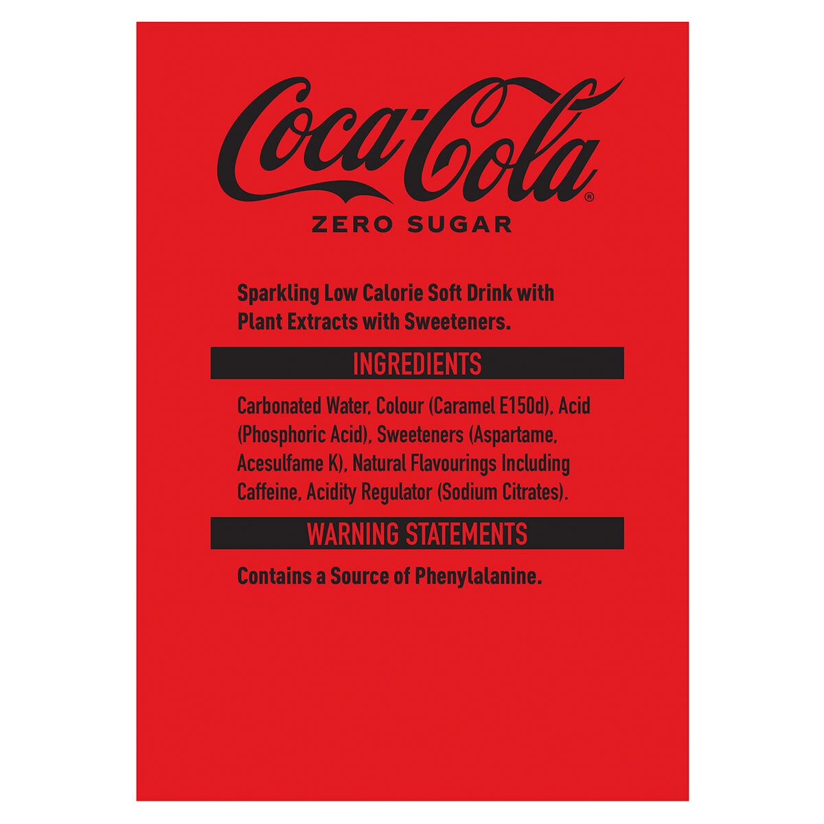 Coca Cola Zero Sugar cola 12 x 500ml - British product