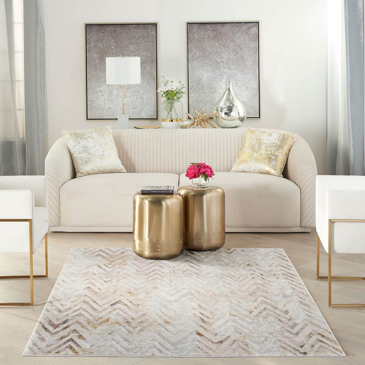 Nourison Glitz Multi Rug geometric area rug, UK version
