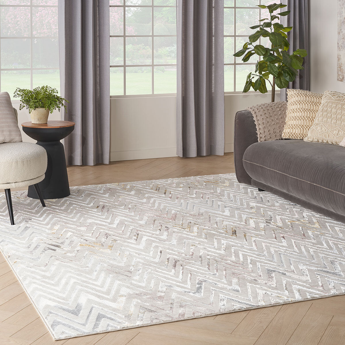 Nourison Glitz Multi Rug geometric area rug, UK version