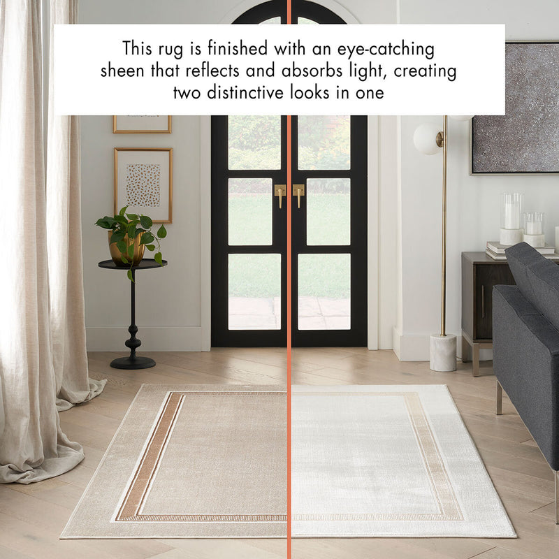 Nourison Glitz Cream Border Runner rug 69 x 229 cm, UK version
