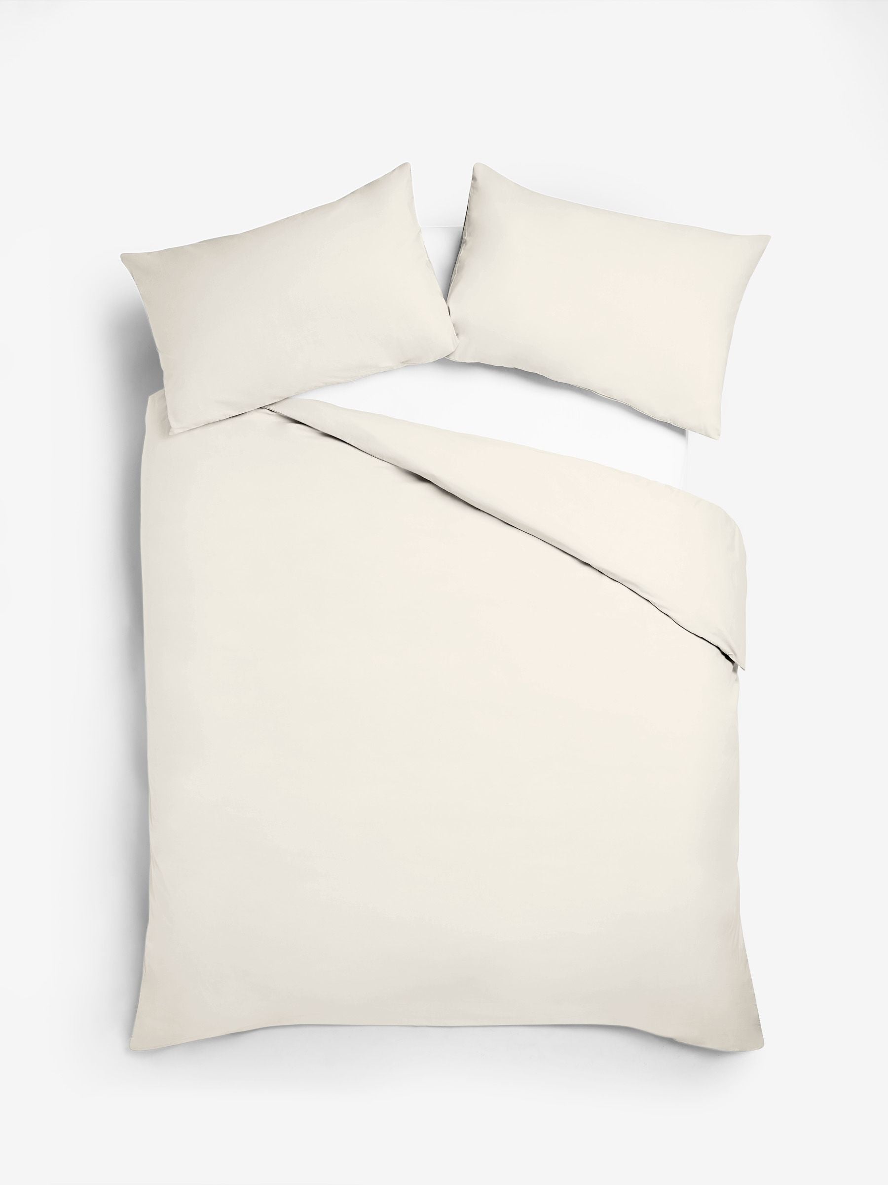 Stone Cotton Rich Plain Duvet Cover and Pillowcase Set (British brand)