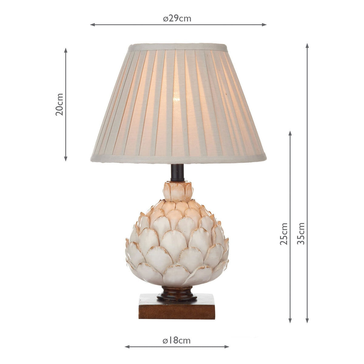 Layer artichoke cream table lamp with pleated shade, UK version