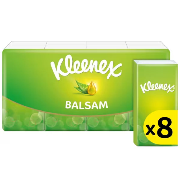 Kleenex Balsam Pocket Tissues pack of 8, UK version