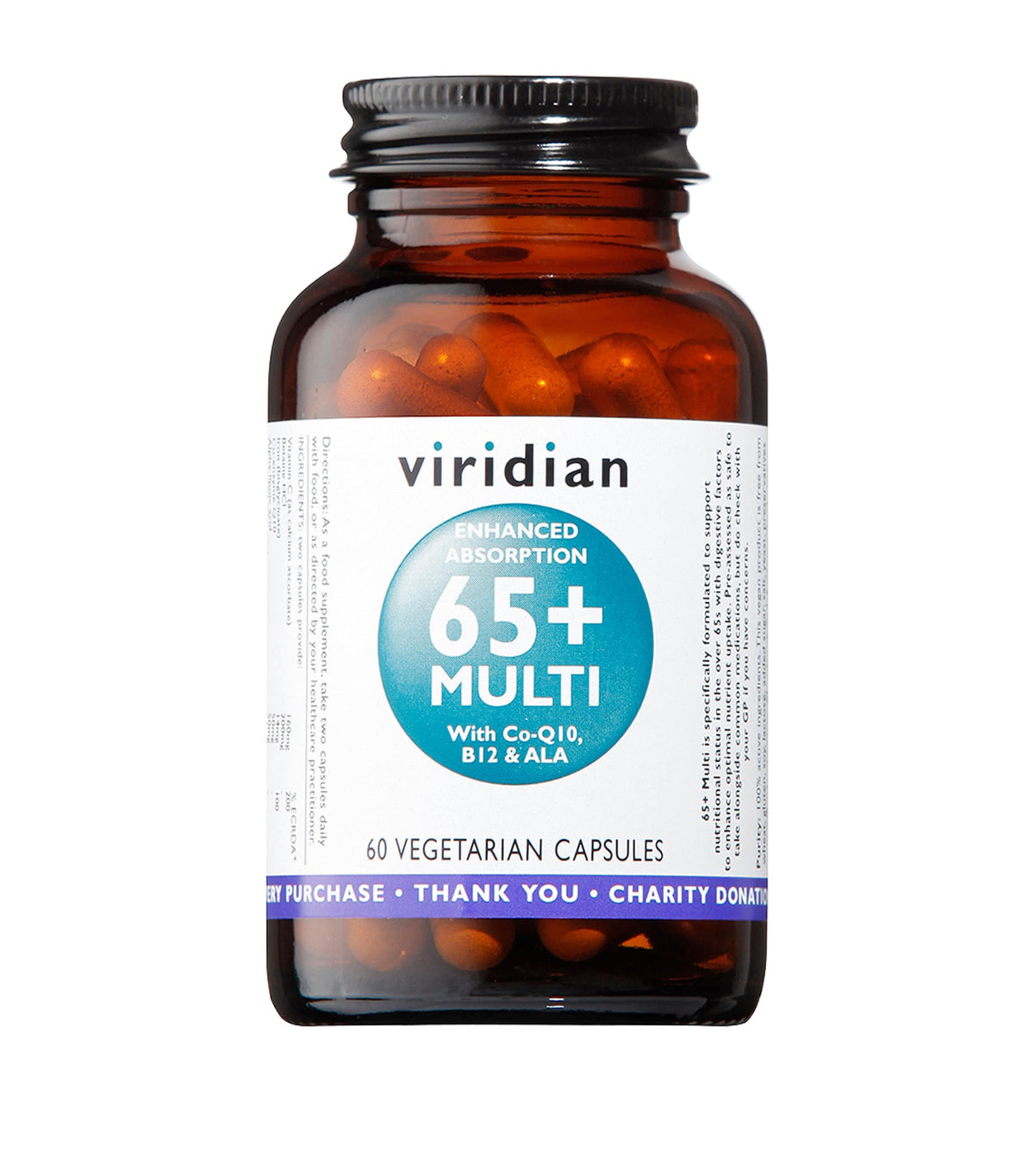 Viridian Enhanced Absorption 65+ Multi with Co-Q10, B12 & ALA (60 Capsules)
