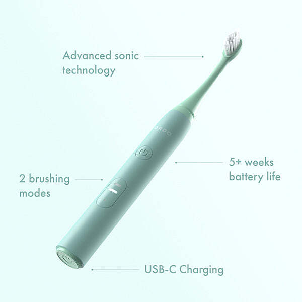 Ordo Sonic Lite Electric Toothbrush Sage, imported from the UK