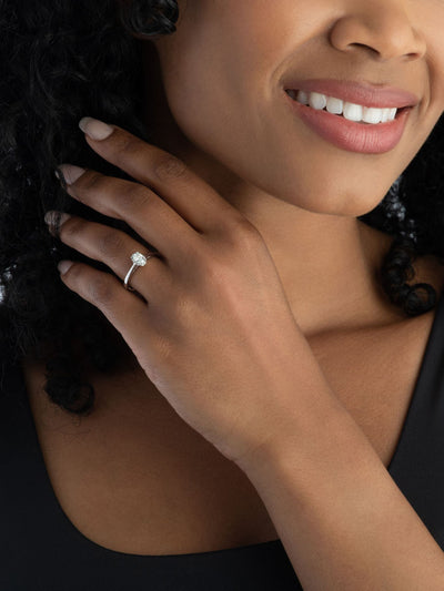 18ct White Gold Diamond Oval Halo Ring Vintage Style