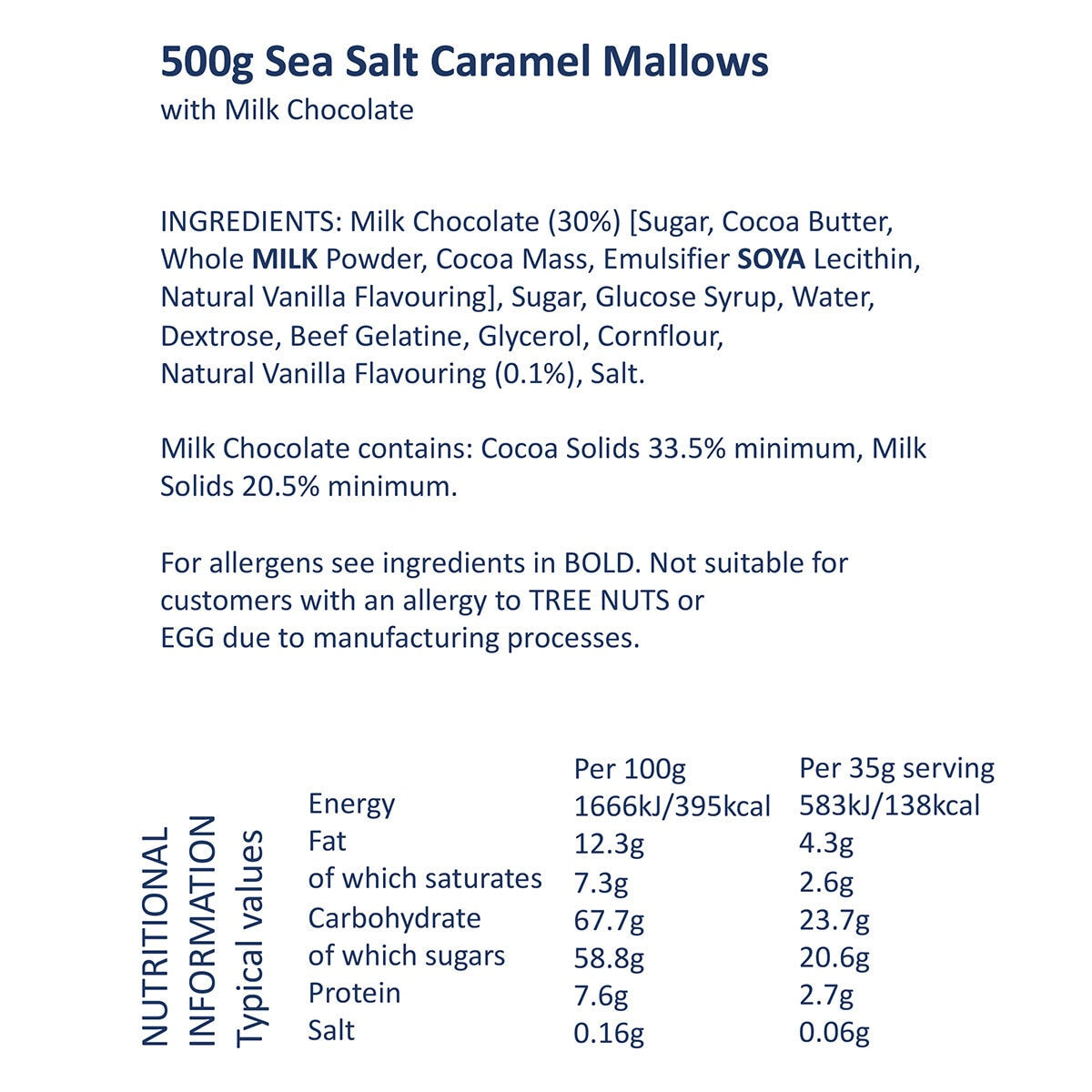 J.Charles sea salt caramel chocolate marshmallows 500g, UK version
