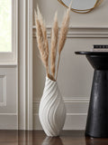 White pleated ceramic extra large vase 58cm x 25cm x 25cm (British brand)