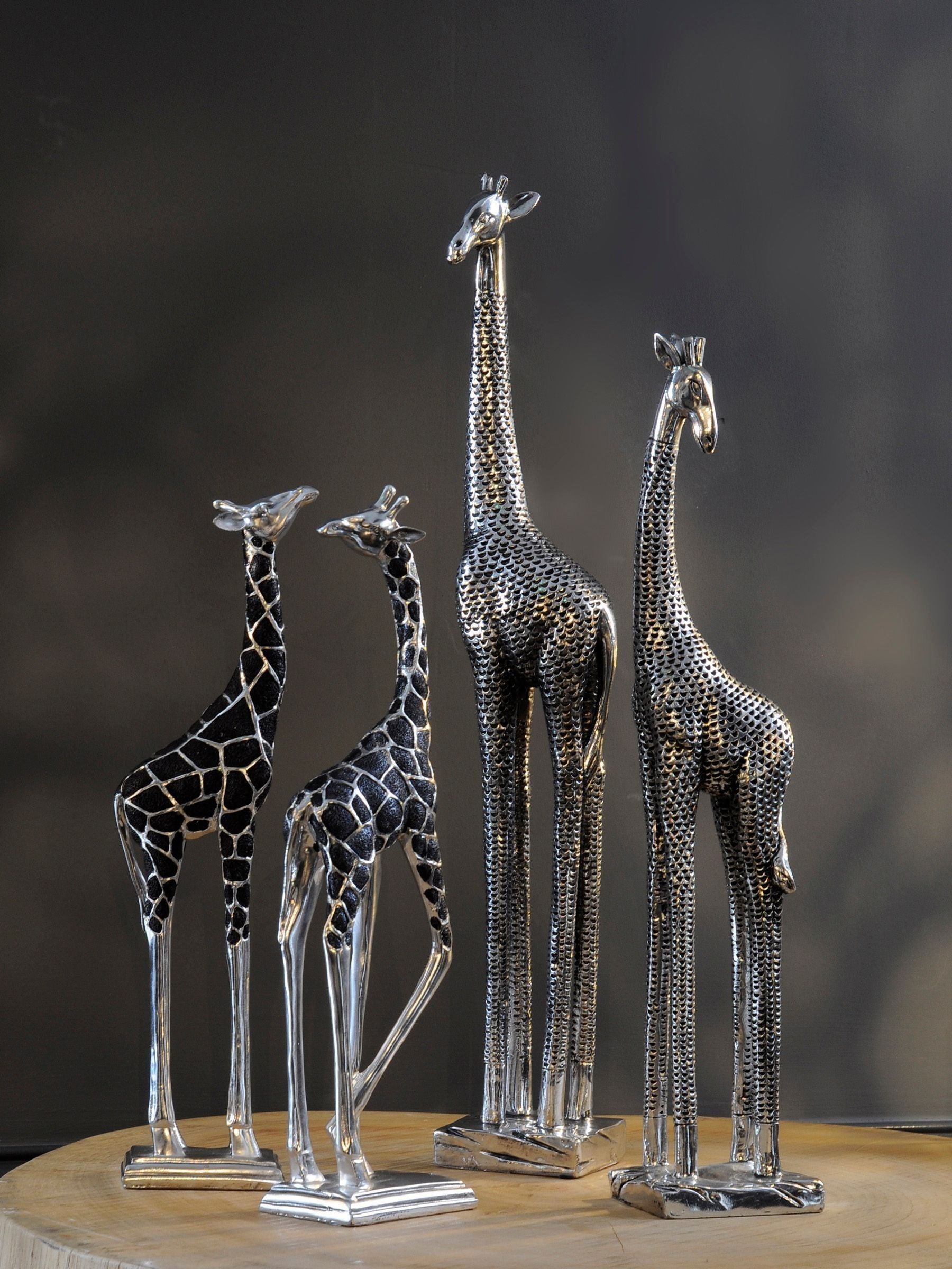 Libra Interiors Silver Large Giraffe Sculpture