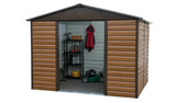 Yardmaster woodgrain shiplap metal windowless shed 10x8ft (British brand)