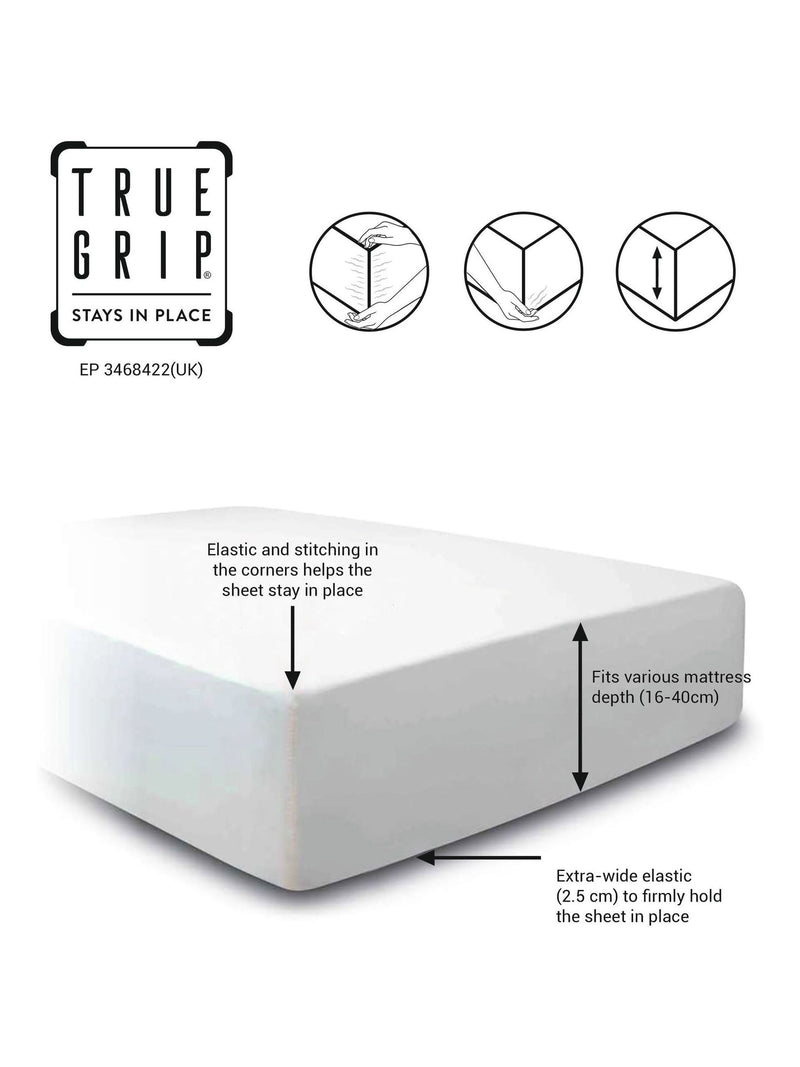 Collection Luxe grey 600 thread count cotton sateen fitted bed sheet, UK version