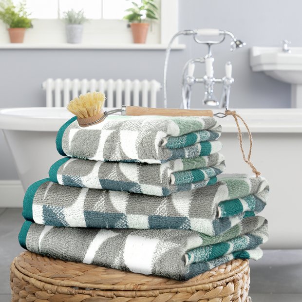 Habitat Geo Shape 4 Piece Towel Bale - Blue & Grey