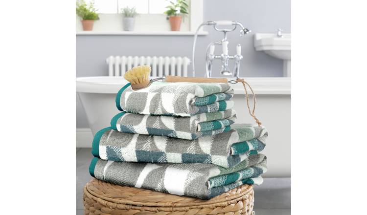 Habitat Geo Shape 4 Piece Towel Bale - Blue & Grey