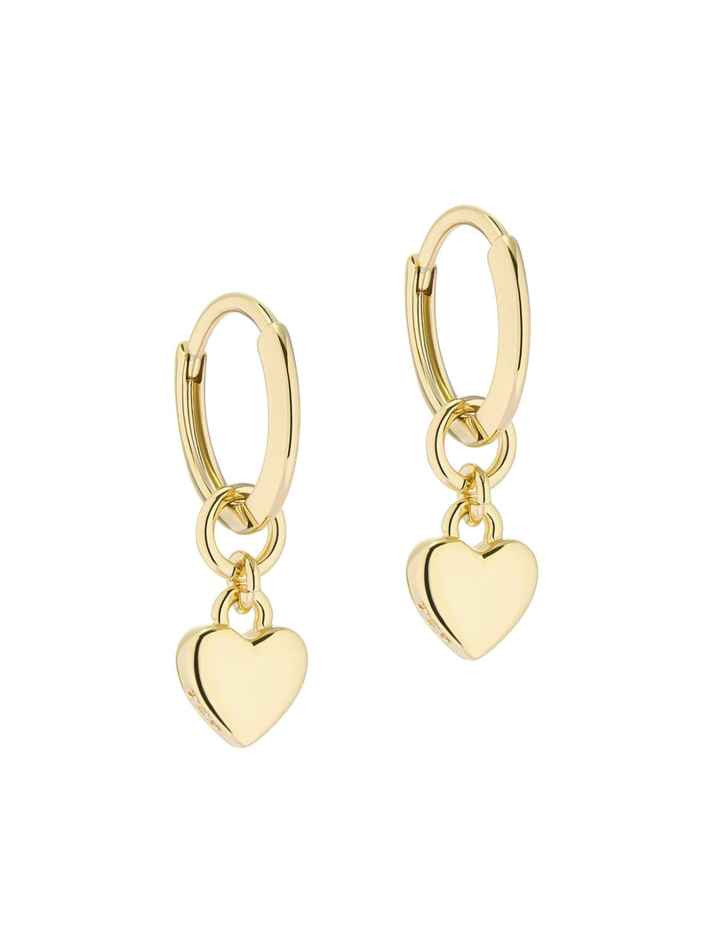 Ted Baker tiny heart huggie earrings in gold tone plain metal (British brand)