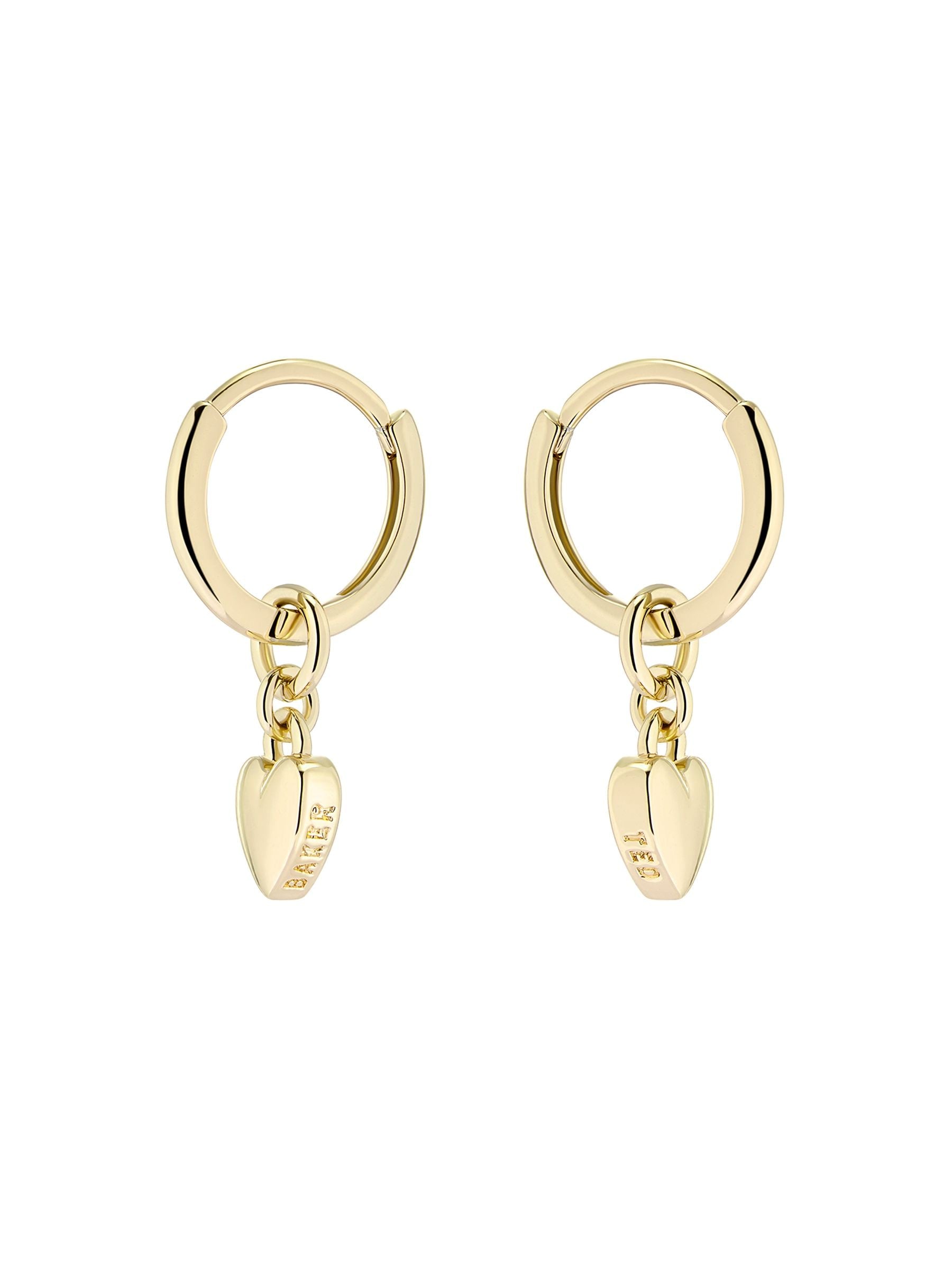 Ted Baker tiny heart huggie earrings in gold tone plain metal (British brand)