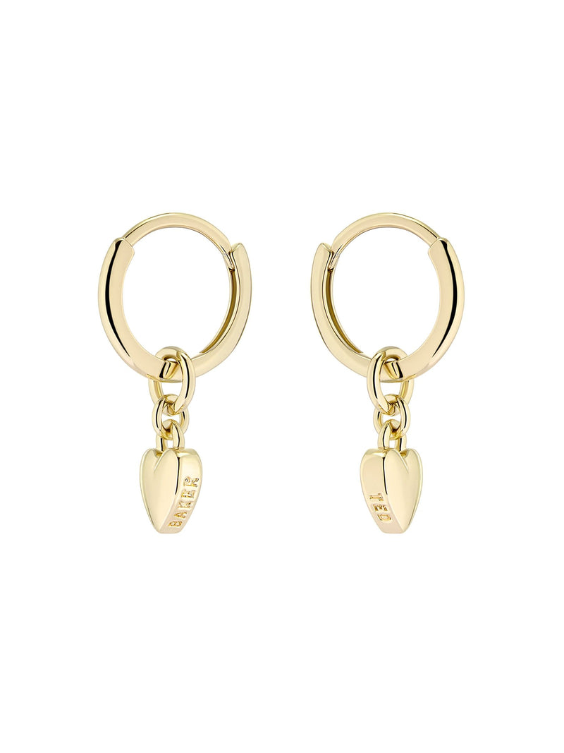 Ted Baker tiny heart huggie earrings in gold tone plain metal (British brand)