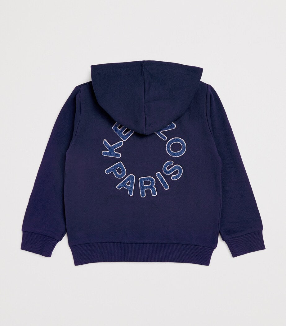 Kenzo kids cotton logo zip hoodie 5-14 years, UK version