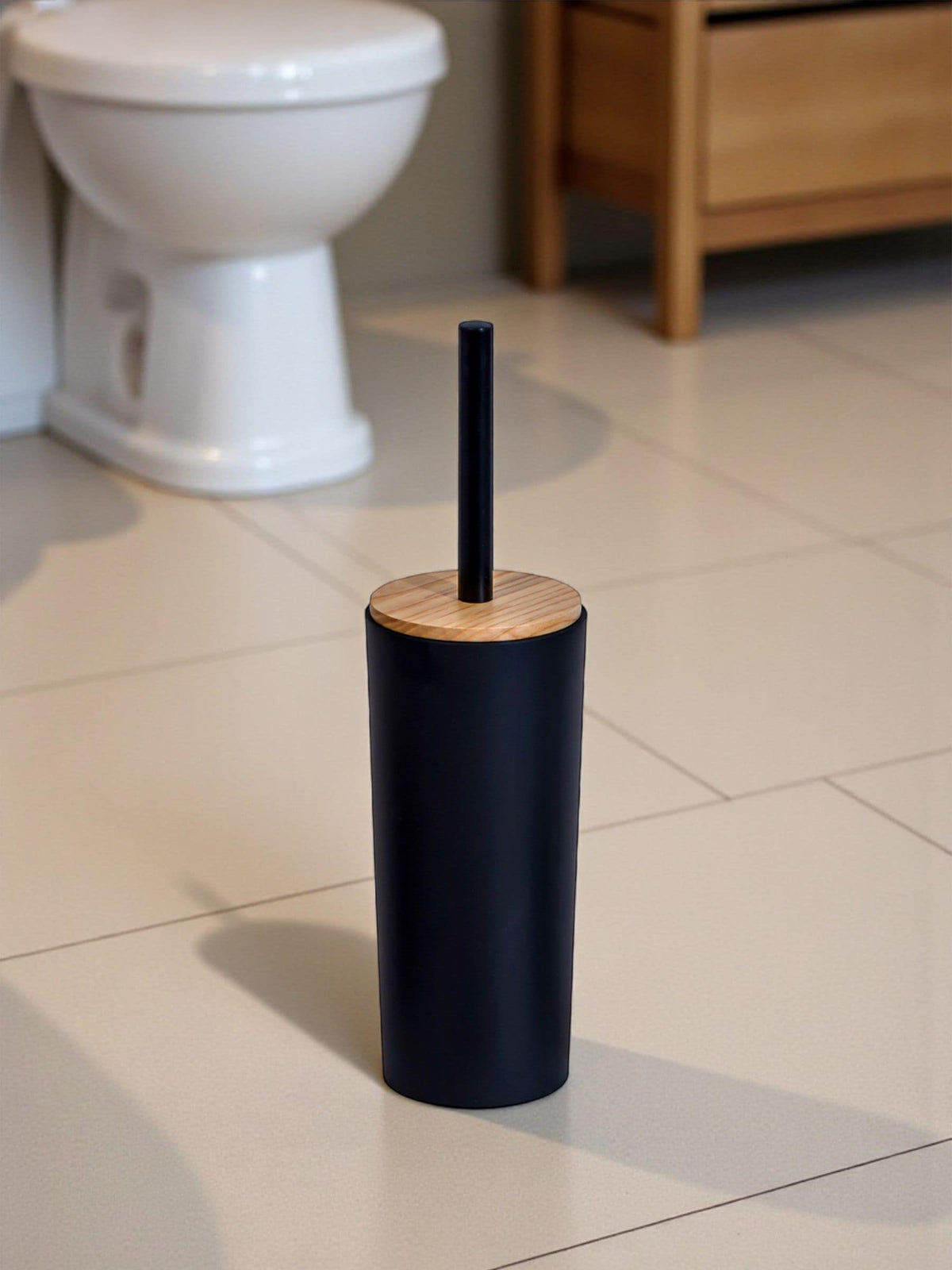 Showerdrape Black Sonata toilet brush holder (British brand)
