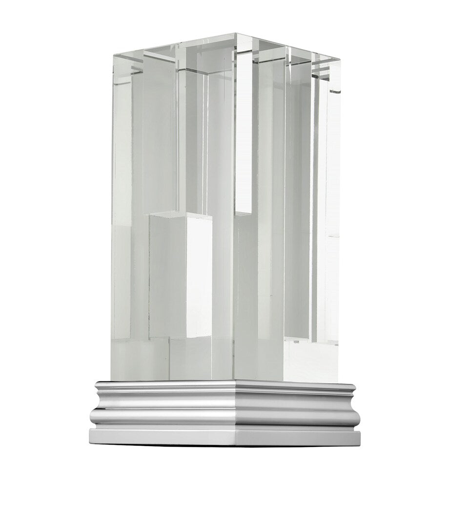 Christofle clear glass perspective vase, 28.5cm height - British product