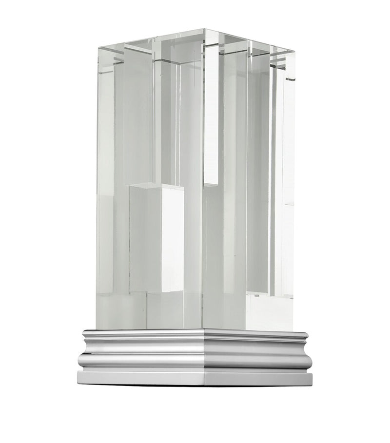 Christofle clear glass perspective vase, 28.5cm height - British product