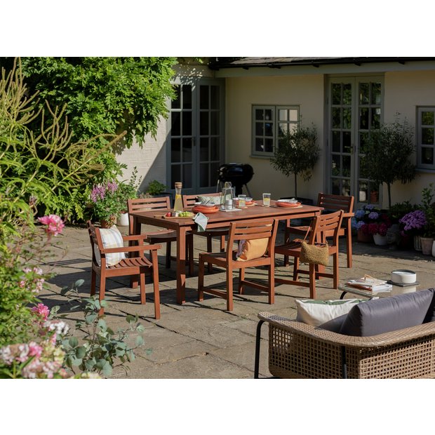 Habitat Amalfi 6 seater wooden patio set brown, UK version
