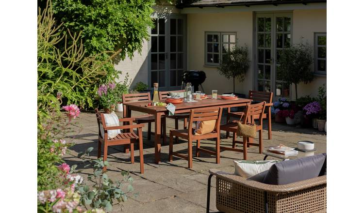 Habitat Amalfi 6 seater wooden patio set brown, UK version