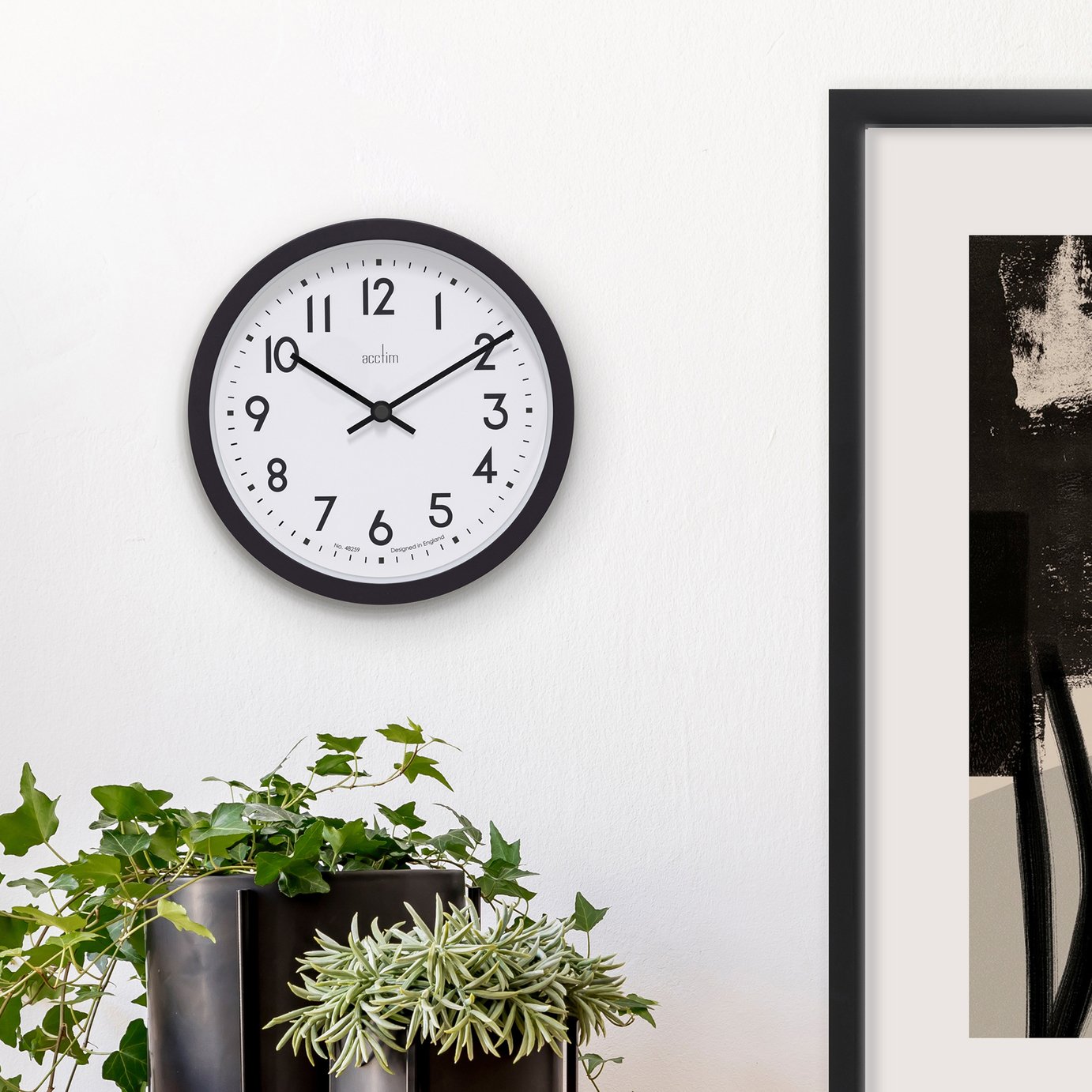 Acctim Elstow Retro Analogue Wall Clock - Black