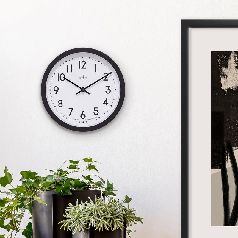 Acctim Elstow Retro Analogue Wall Clock - Black