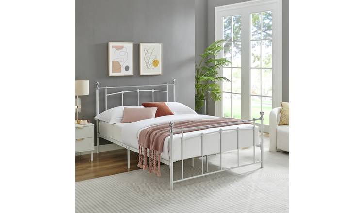 Argos Home Yani white double metal bed frame - British product