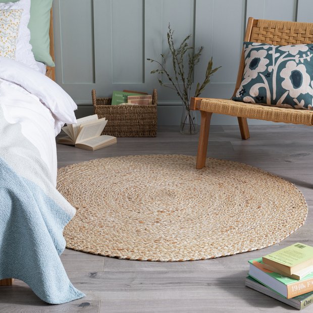 Habitat Braided Round Natural Jute Flatweave Rug 100cm, UK version