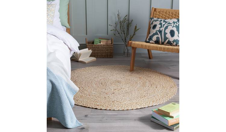 Habitat Braided Round Natural Jute Flatweave Rug 100cm, UK version