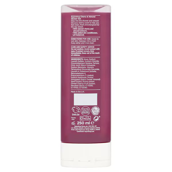 Superdrug Fruity Cherry Almond Shower Gel 250ml - British product
