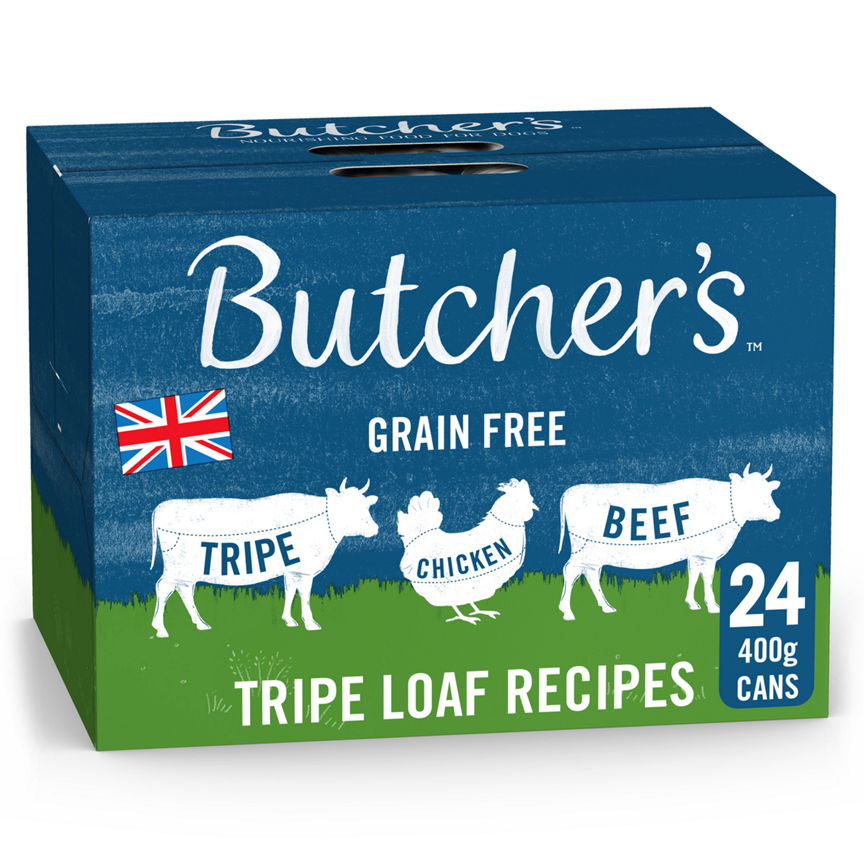 Butcher's Tripe Loaf Recipes Wet Dog Food Tins 24 x 400g - McGrocer