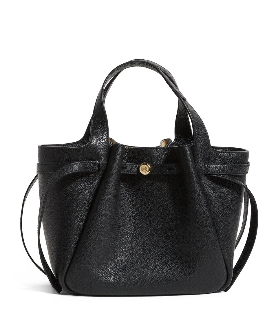 Scratch-Resistant Grained Leather Backpack with Buckle Fastening