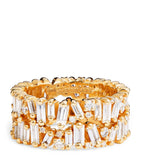 Suzanne Kalan Yellow Gold and Mixed Diamond Tech Ring Jackets (Size 8.5)